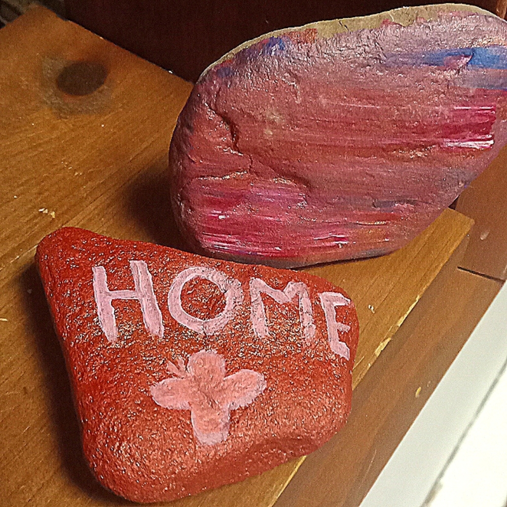 Handmade River Rock Stone Art 2 pack bundle of Art hand-painted handmade